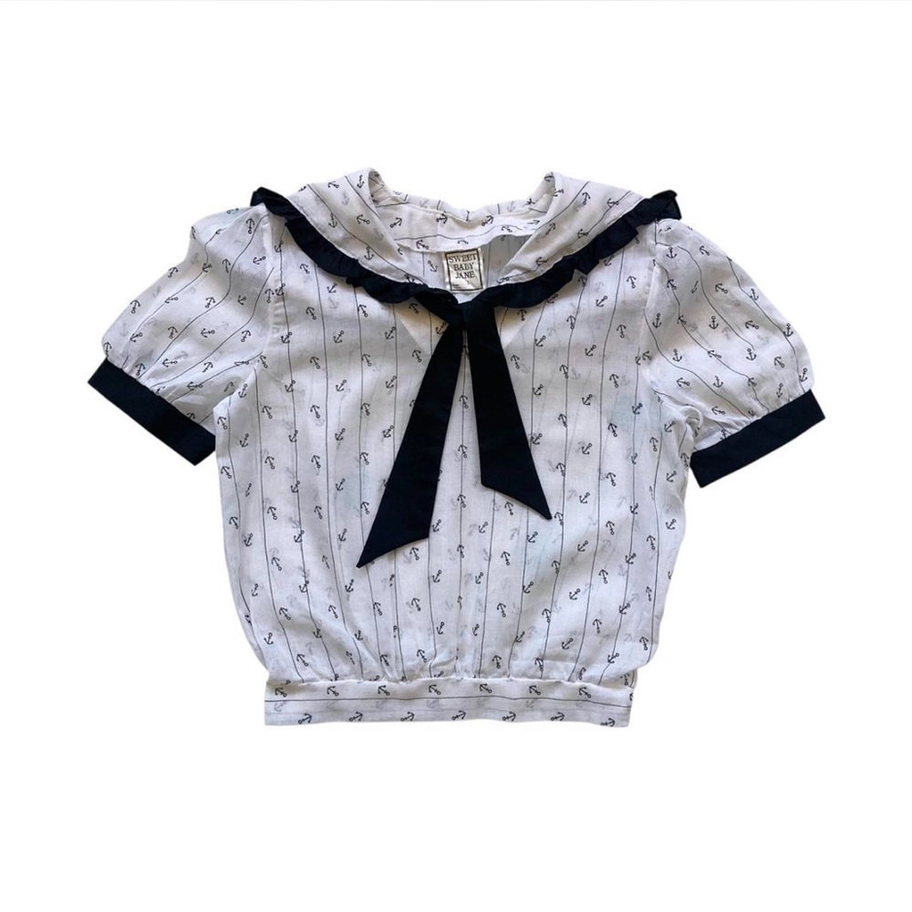 Sweet Vintage Cropped Sailor Top 70s